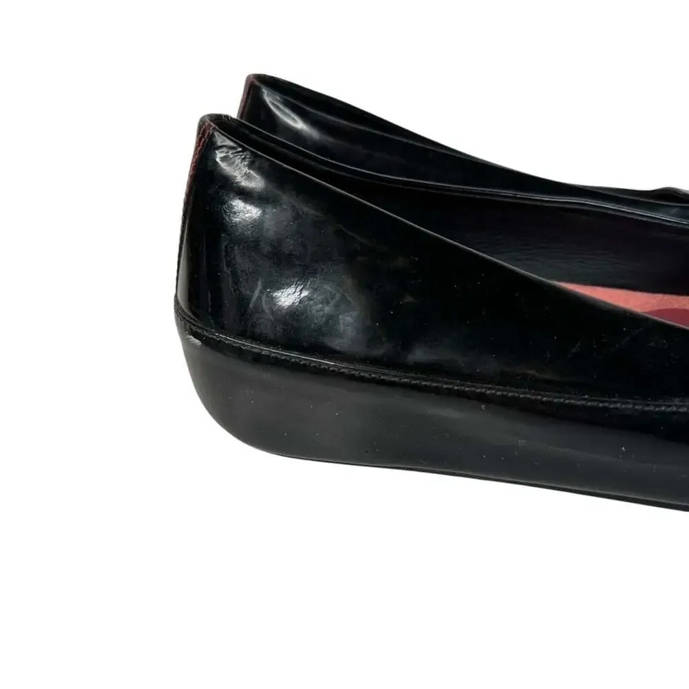 FitFlop Womens Due Patent Ballet Flats Black Leather Platform Comfort Size 11
